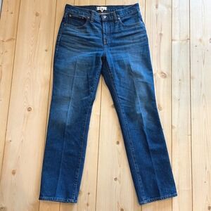 Madwell Womens Straight Leg Jeans Blue Denim Classic High Rise 30 Casual Basic